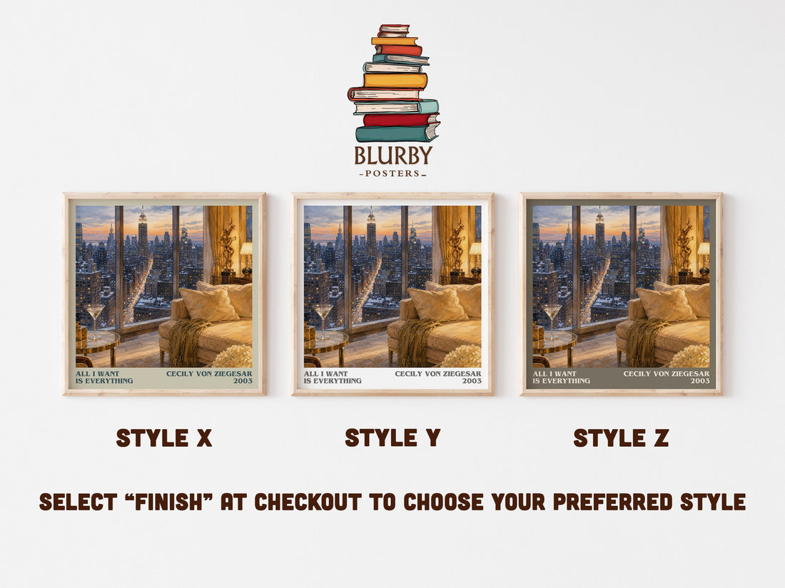 All I Want Is Everything literary print in frame leaning in hallway – young adult wall art (mockup)