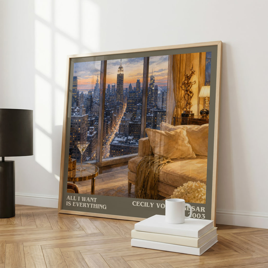 All I Want Is Everything literary print framed by window – literary home decor