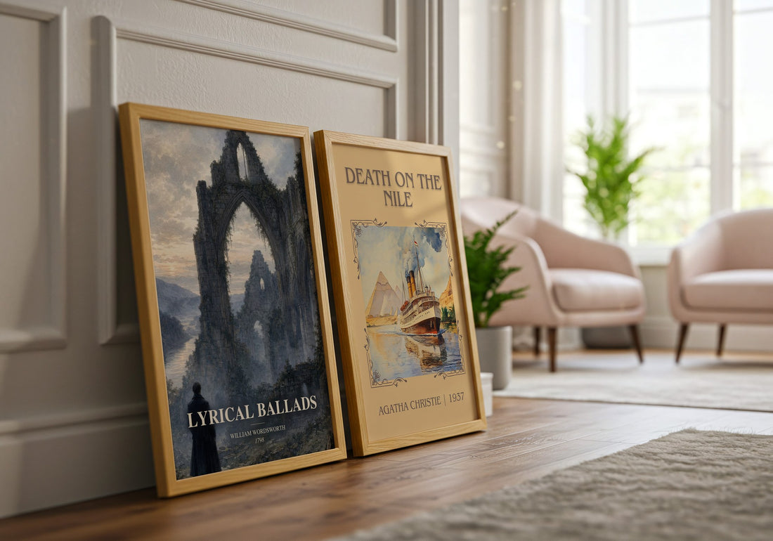Lyrical Ballads watercolour print framed by window – literary home decor