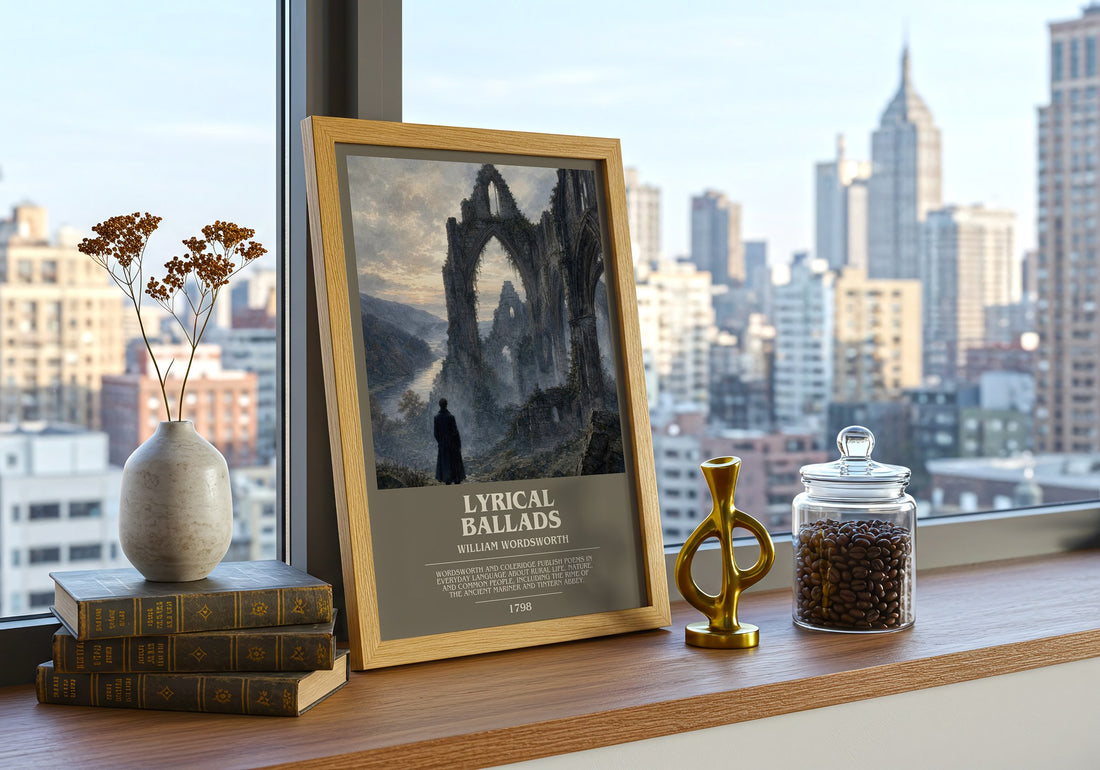 Lyrical Ballads bookish print framed by window – literary home decor