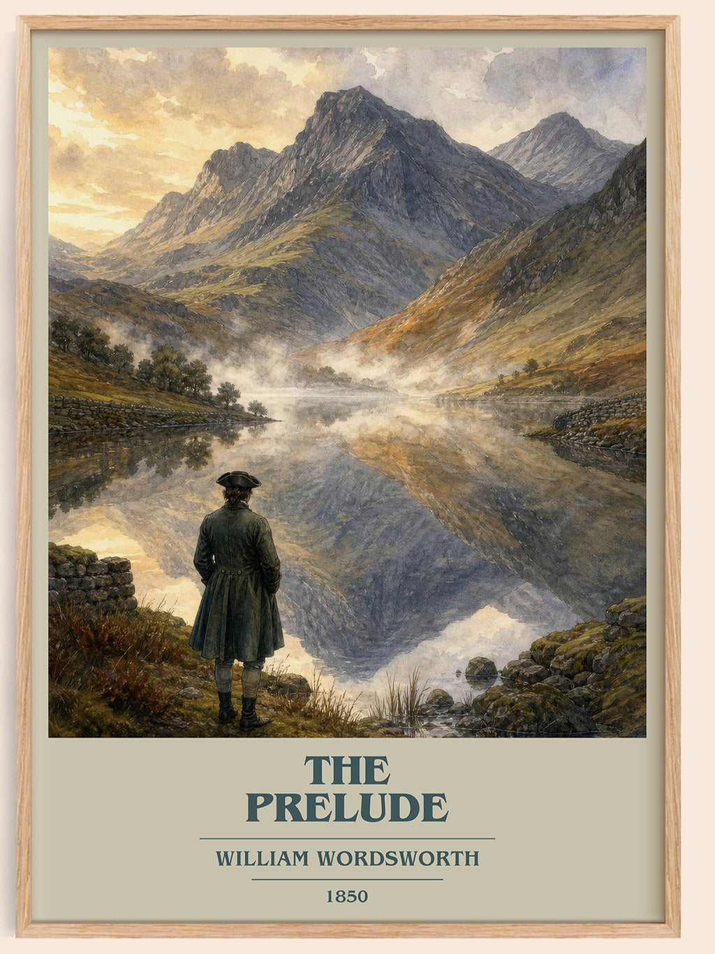 The prelude book cover book poster by William Wordsworth – framed literary art print