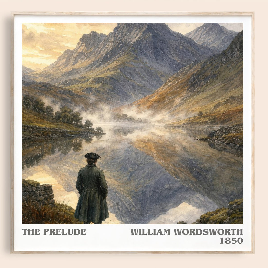 The prelude literary book poster by William Wordsworth – framed literary art print