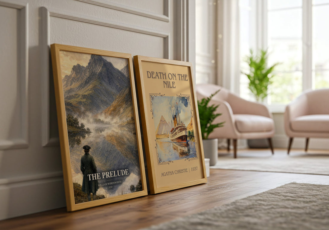 The prelude watercolour print framed by window – literary home decor
