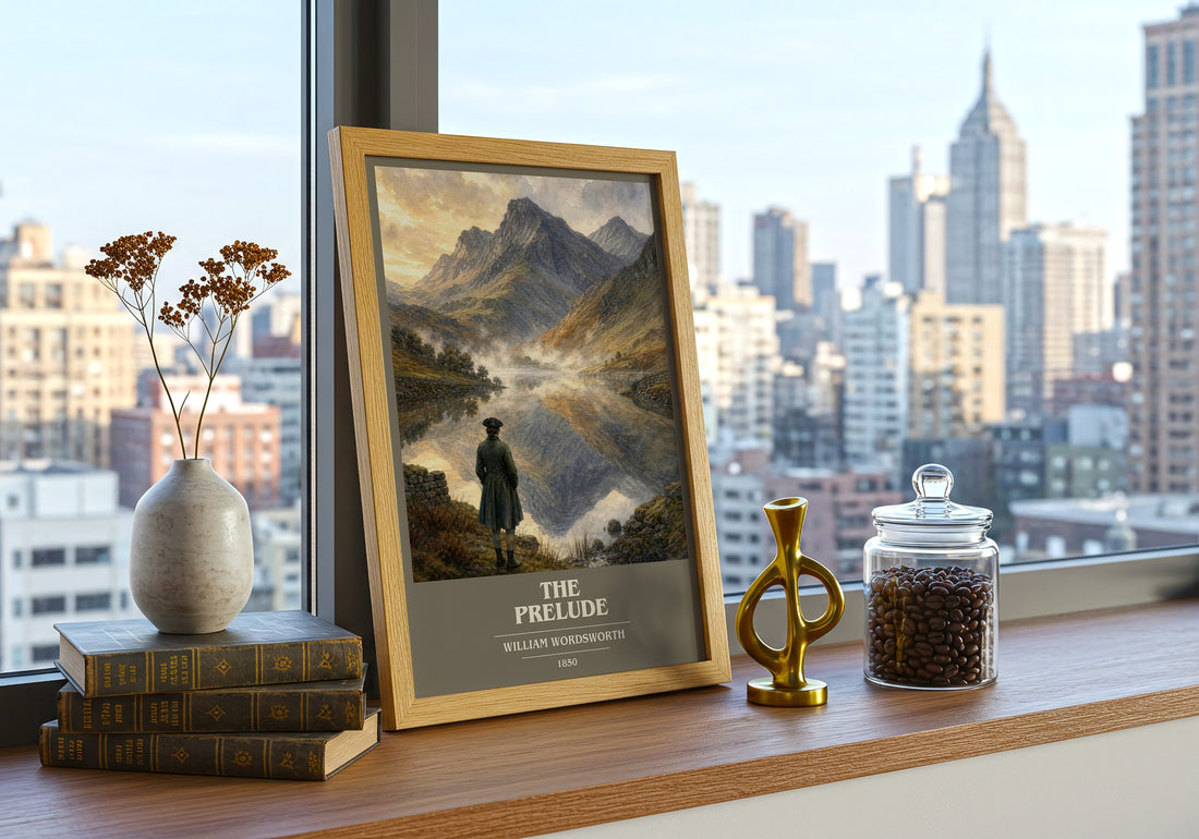 The prelude book cover print framed by window – literary home decor