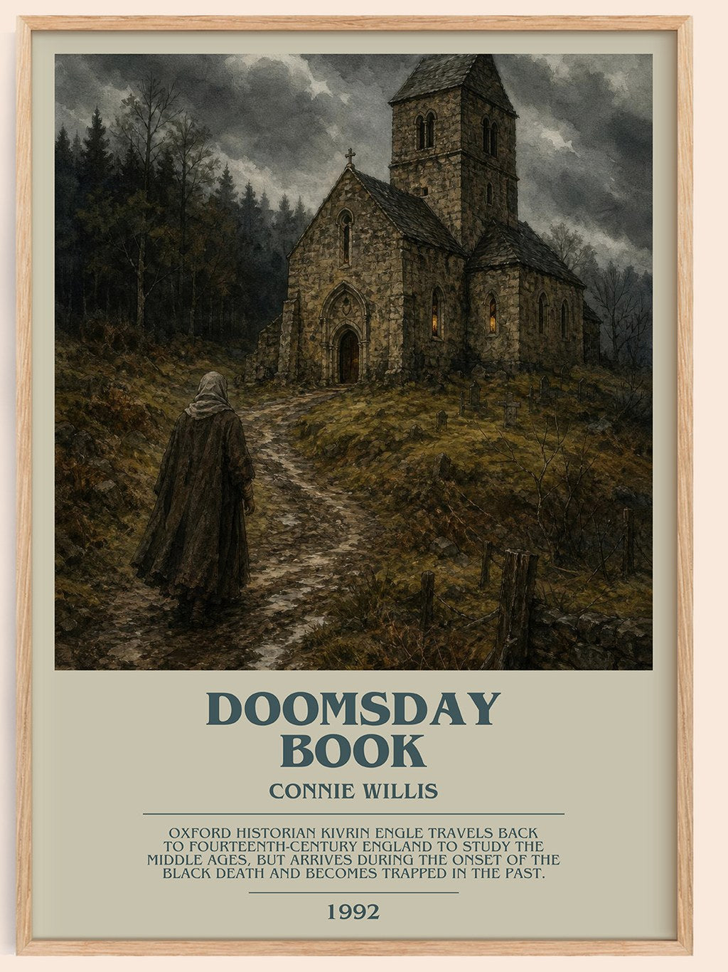 Doomsday book bookish book poster by Connie Willis – framed literary art print