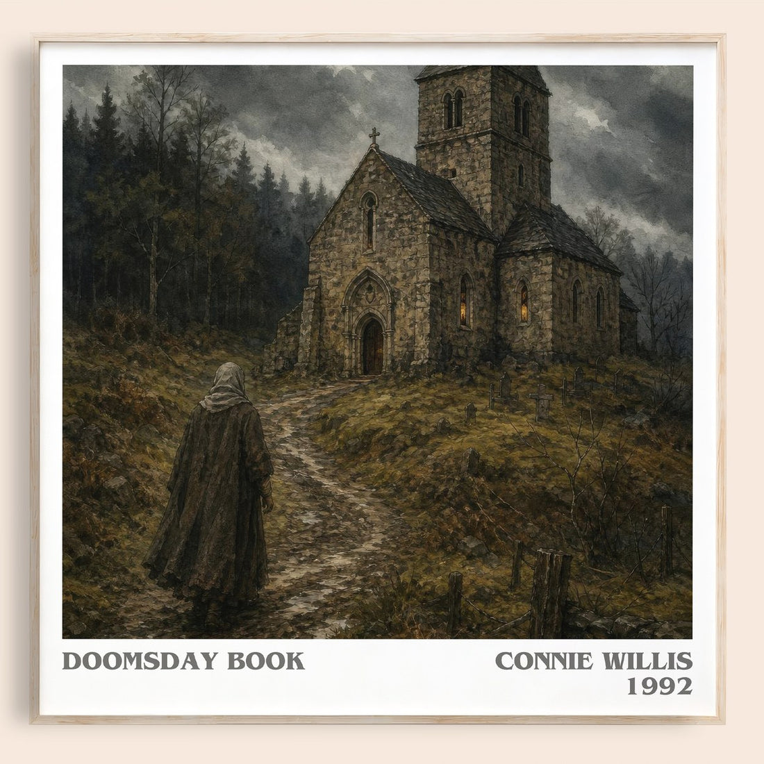 Doomsday book literary book poster by Connie Willis – framed literary art print