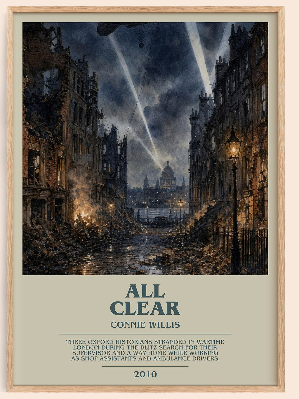All Clear bookish book poster by Connie Willis – framed literary art print