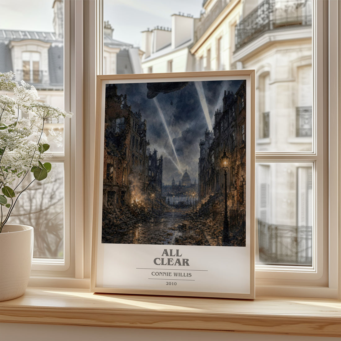 All Clear book cover poster colour and style options – Connie Willis book art