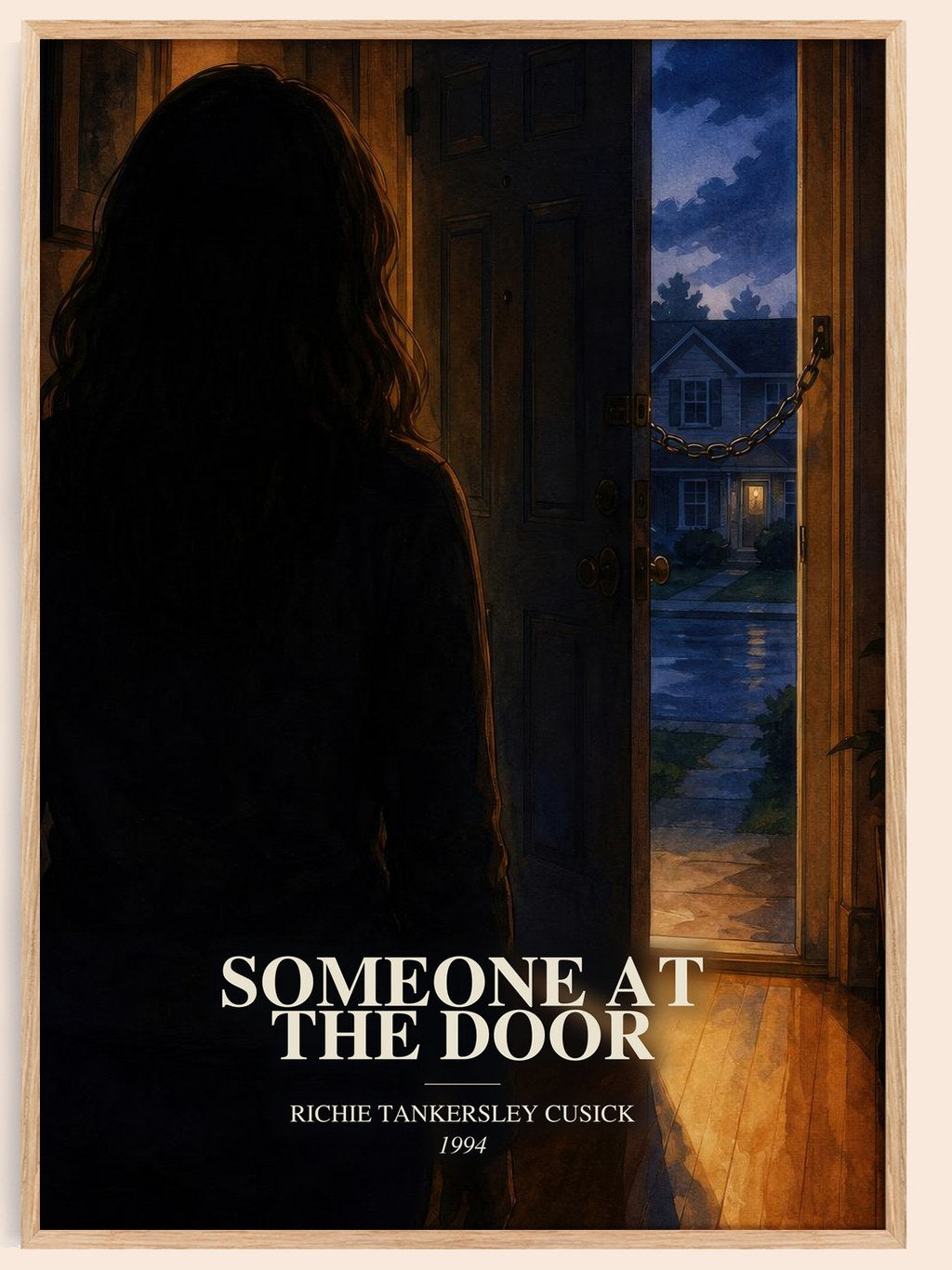 Someone at the door watercolour book poster by Richie Tankersley Cusick – framed literary art print