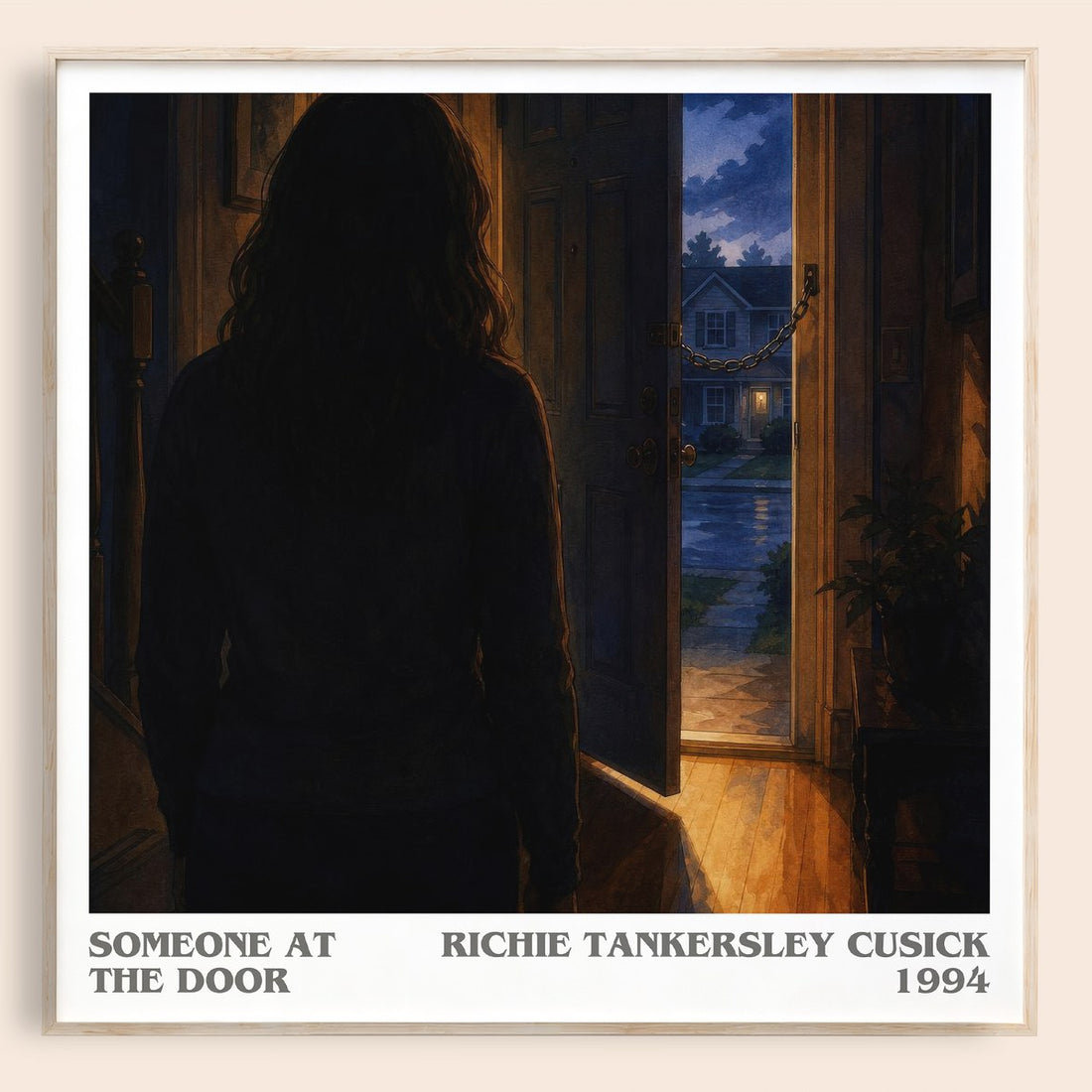 Someone at the door literary book poster by Richie Tankersley Cusick – framed literary art print