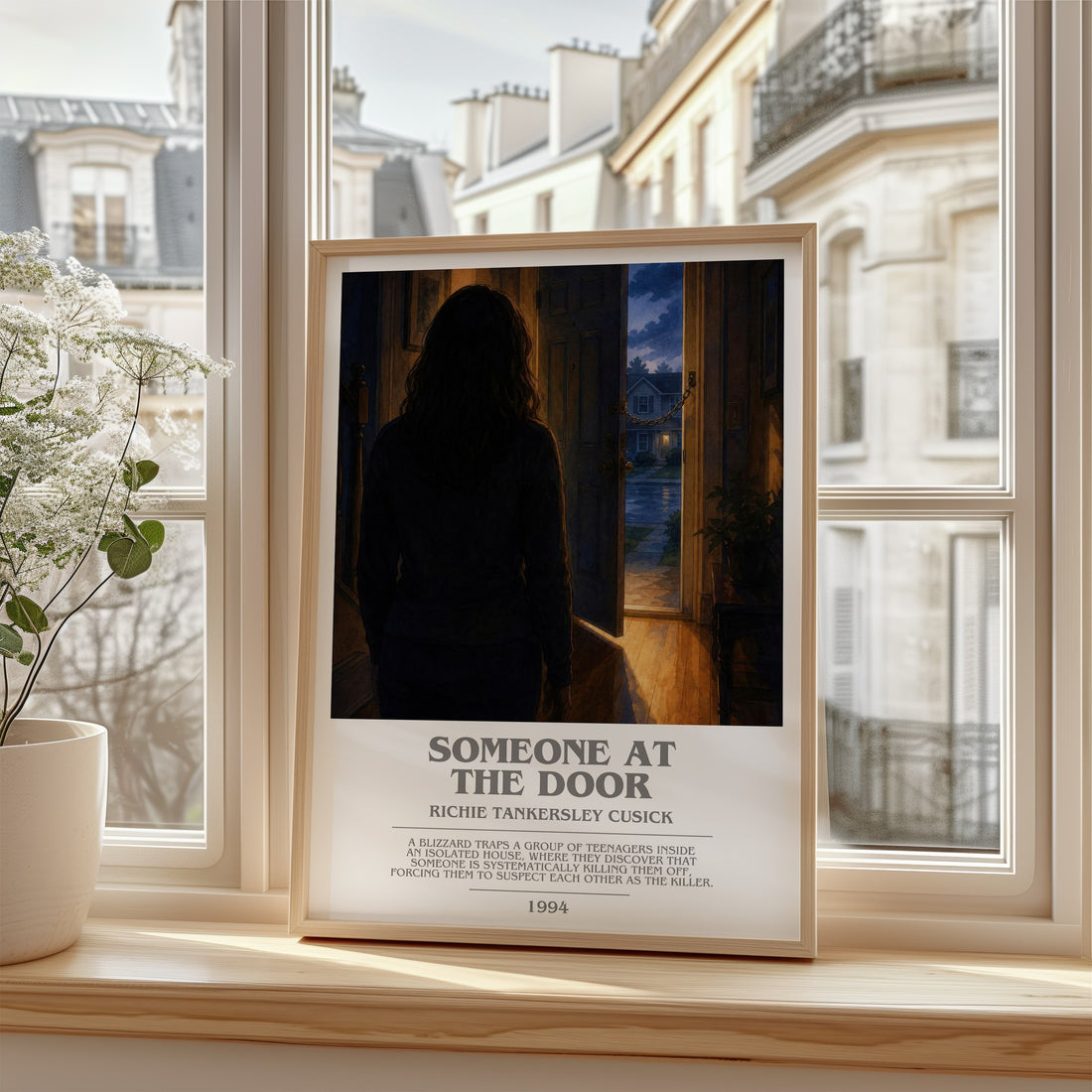 Someone at the door bookish poster colour and style options – Richie Tankersley Cusick book art