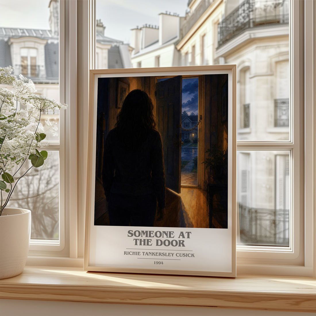 Someone at the door book cover poster colour and style options – Richie Tankersley Cusick book art