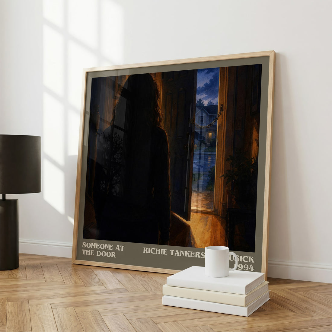 Someone at the door literary print framed by window – literary home decor