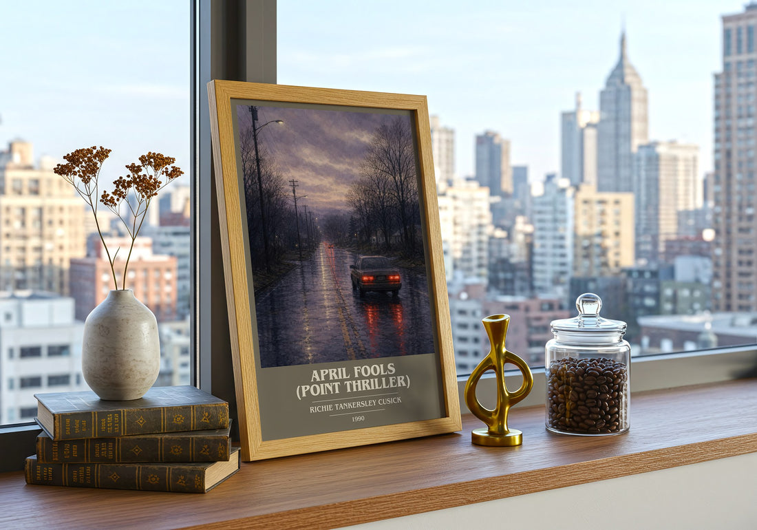 April Fools (Point Thriller) book cover print framed by window – literary home decor
