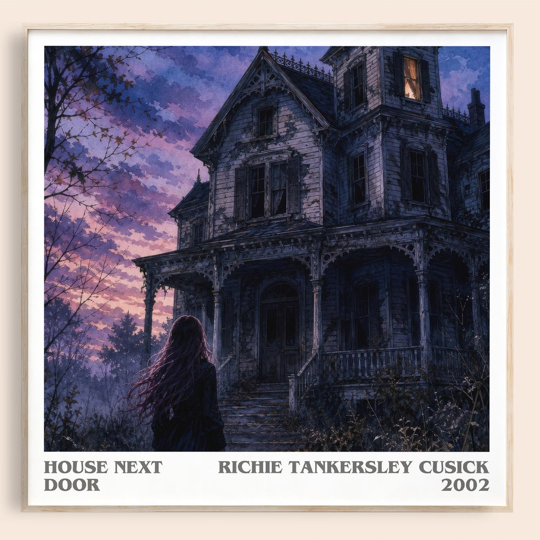 House Next Door literary book poster by Richie Tankersley Cusick – framed literary art print
