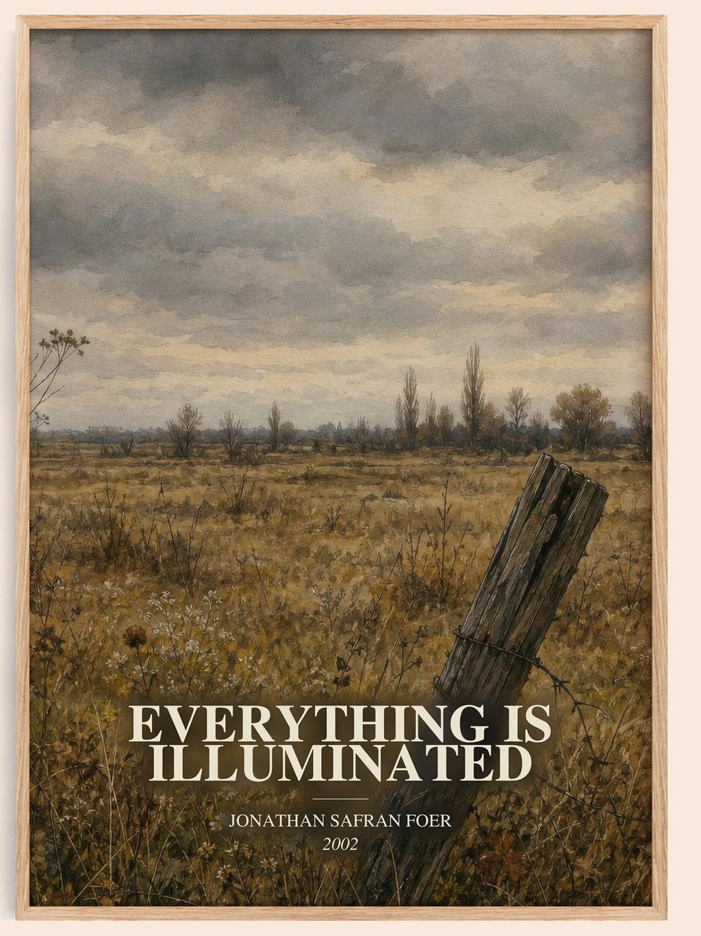 Everything Is Illuminated watercolour book poster by Jonathan Safran Foer – framed literary art print