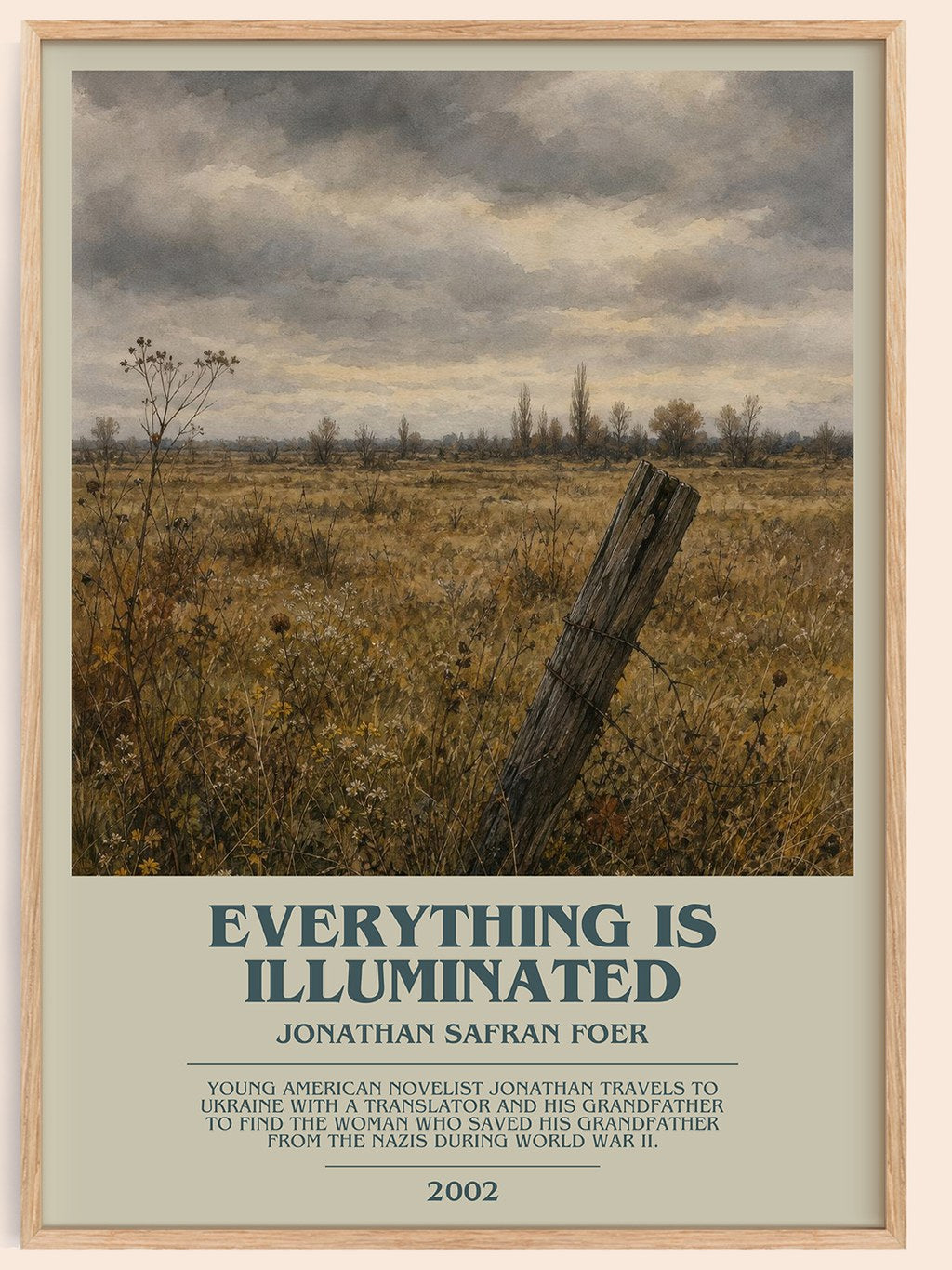 Everything Is Illuminated bookish book poster by Jonathan Safran Foer – framed literary art print