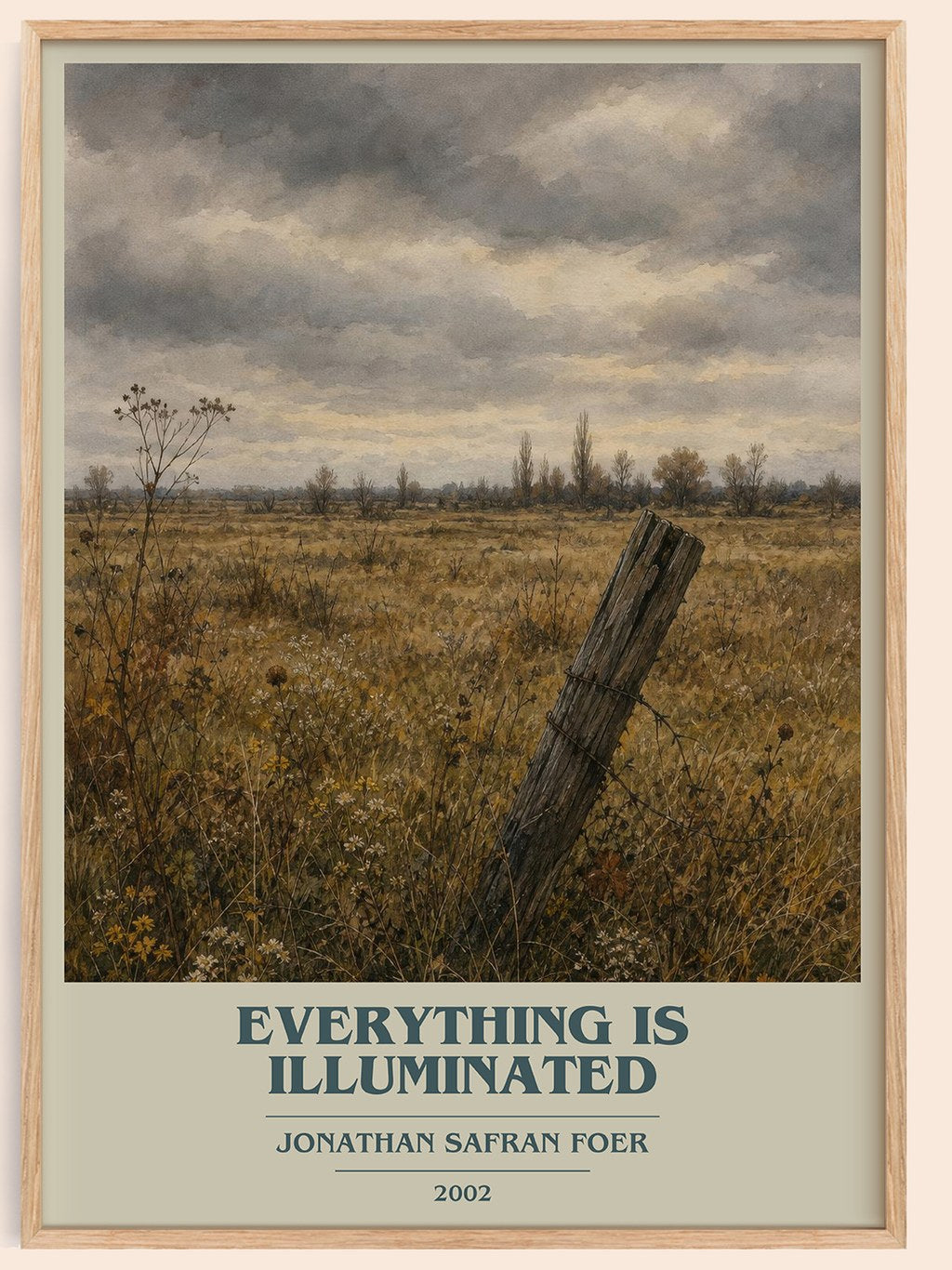 Everything Is Illuminated book cover book poster by Jonathan Safran Foer – framed literary art print