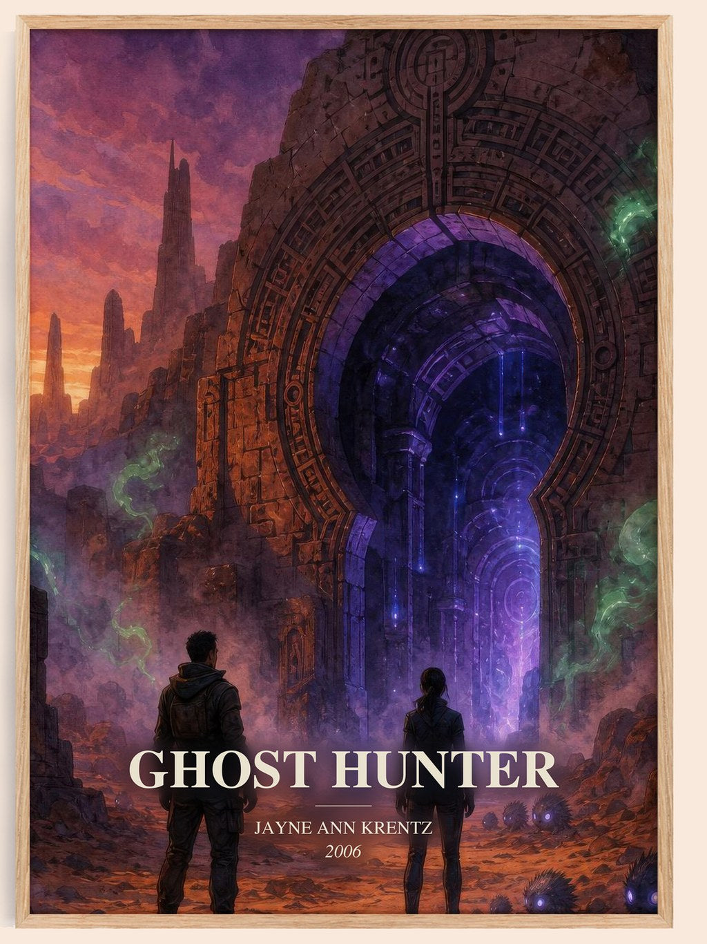 Ghost Hunter watercolour book poster by Jayne Ann Krentz – framed literary art print