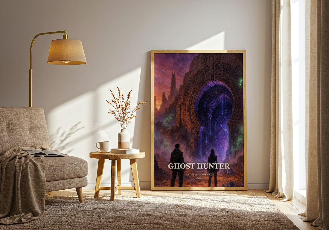 Ghost Hunter watercolour print in frame leaning in hallway – romance wall art