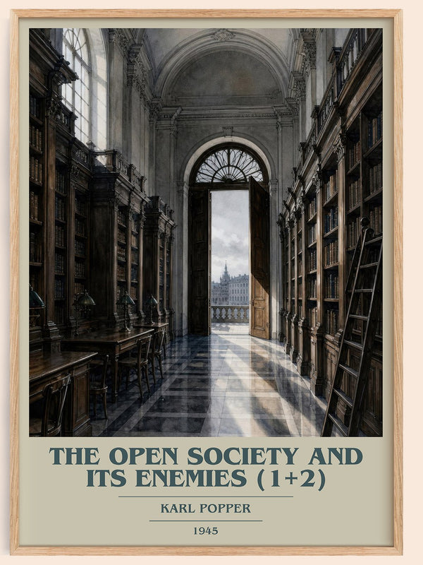 The Open Society and Its Enemies (1+2) book cover book poster by Karl Popper – framed literary art print
