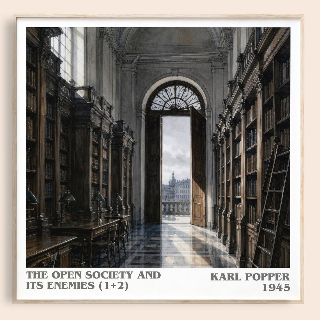 The Open Society and Its Enemies (1+2) literary book poster by Karl Popper – framed literary art print