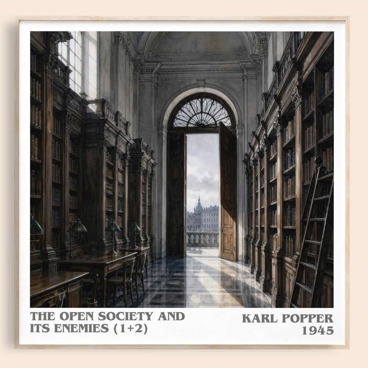 The Open Society and Its Enemies (1+2) literary book poster by Karl Popper – framed literary art print