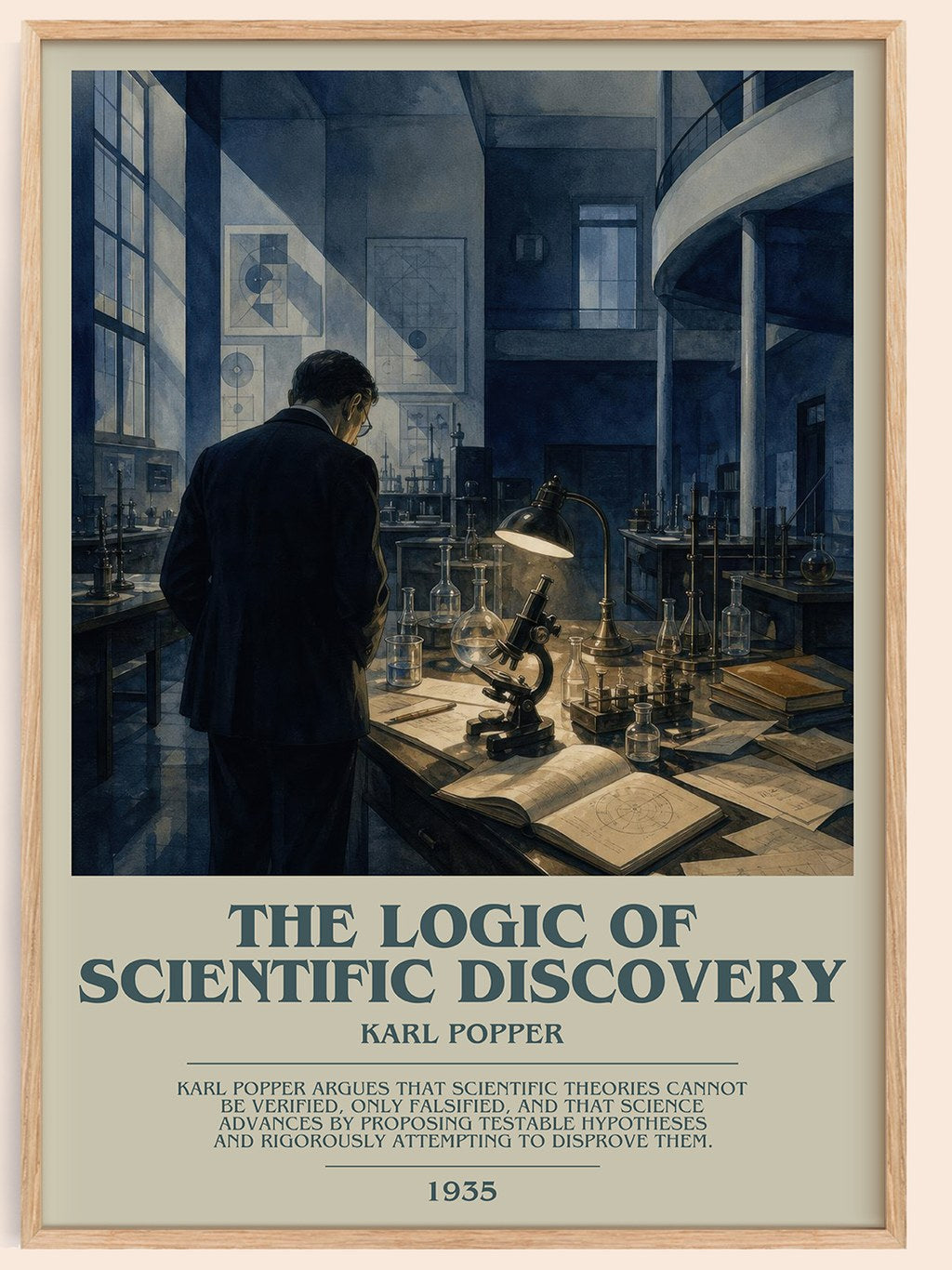 The Logic of Scientific Discovery bookish book poster by Karl Popper – framed literary art print