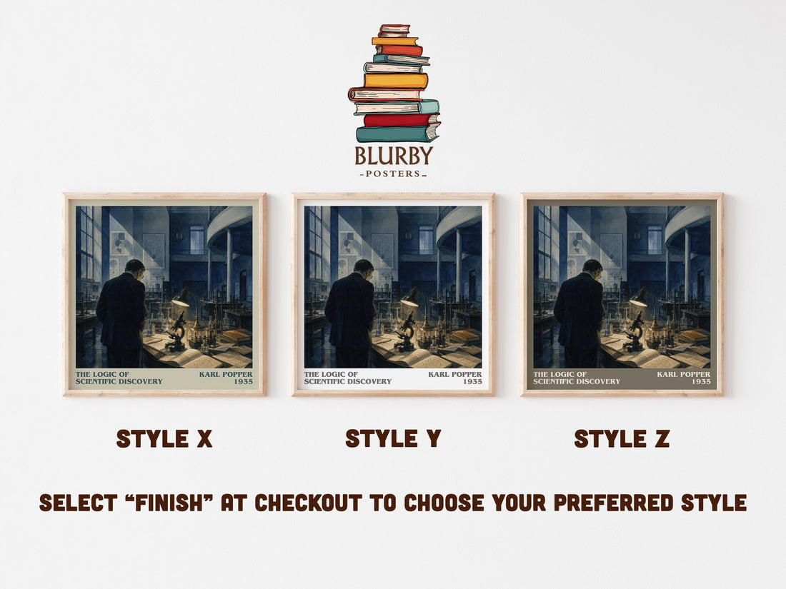 The Logic of Scientific Discovery literary print in frame leaning in hallway – philosophy wall art (mockup)
