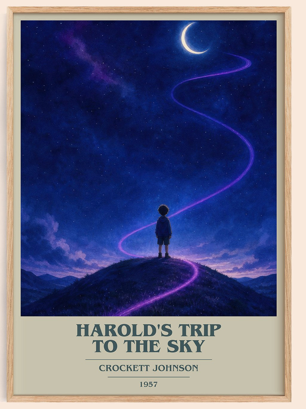 Harold's Trip to the Sky book cover book poster by Crockett Johnson – framed literary art print