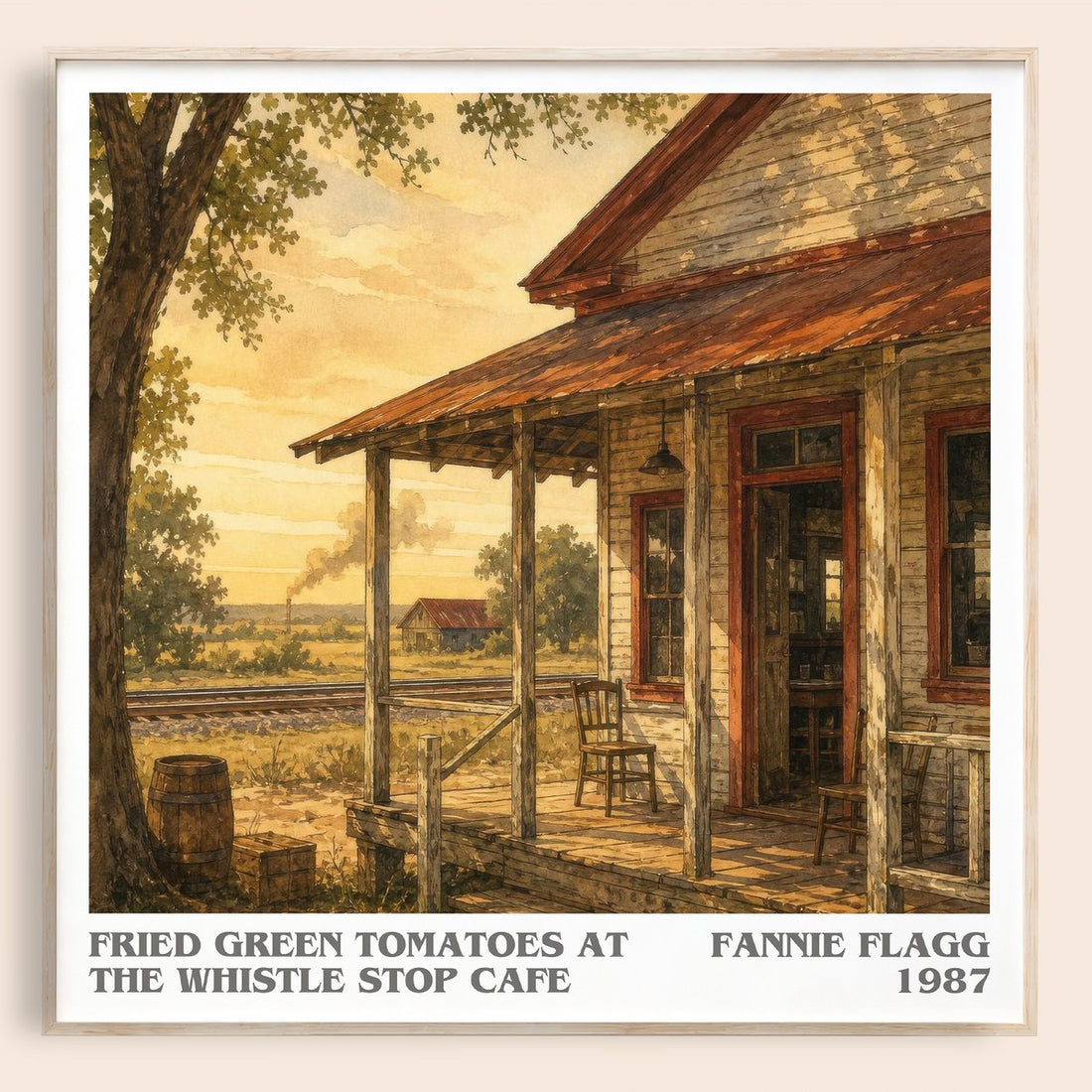 Fried Green Tomatoes at the Whistle Stop Cafe literary book poster by Fannie Flagg – framed literary art print