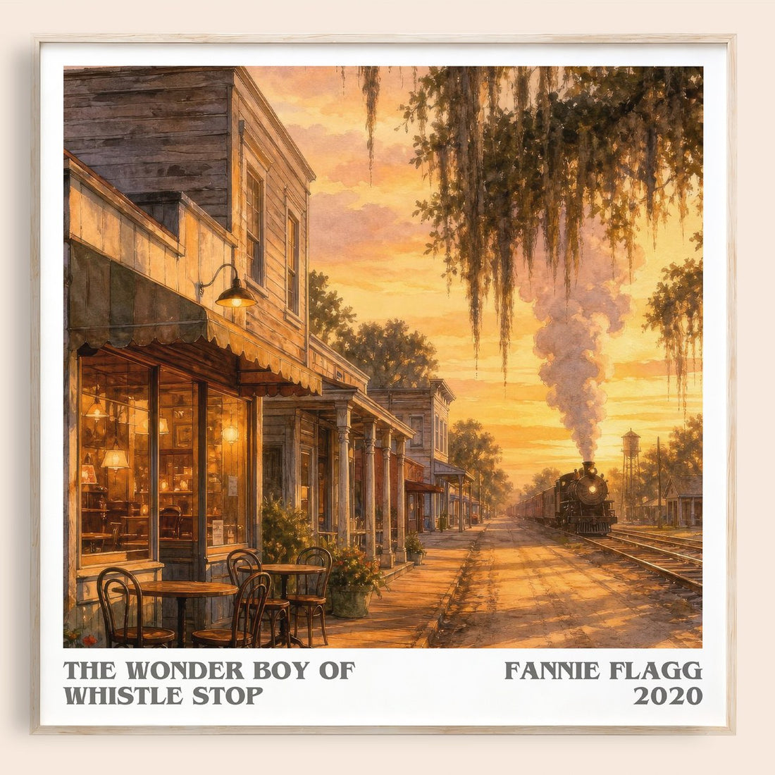 The Wonder Boy of Whistle Stop literary book poster by Fannie Flagg – framed literary art print