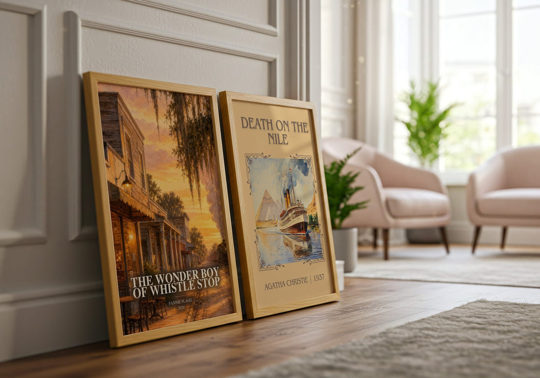 The Wonder Boy of Whistle Stop watercolour print framed by window – literary home decor