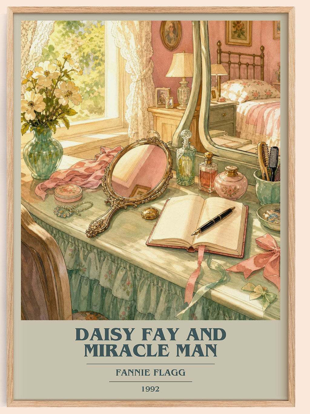 Daisy Fay and Miracle Man book cover book poster by Fannie Flagg – framed literary art print