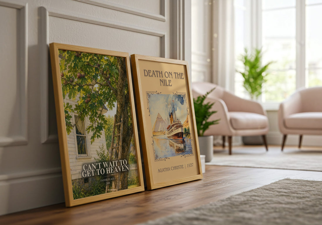 Can't Wait to Get to Heaven watercolour print framed by window – literary home decor