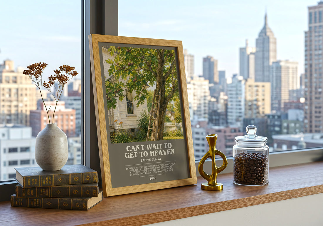 Can't Wait to Get to Heaven bookish print framed by window – literary home decor