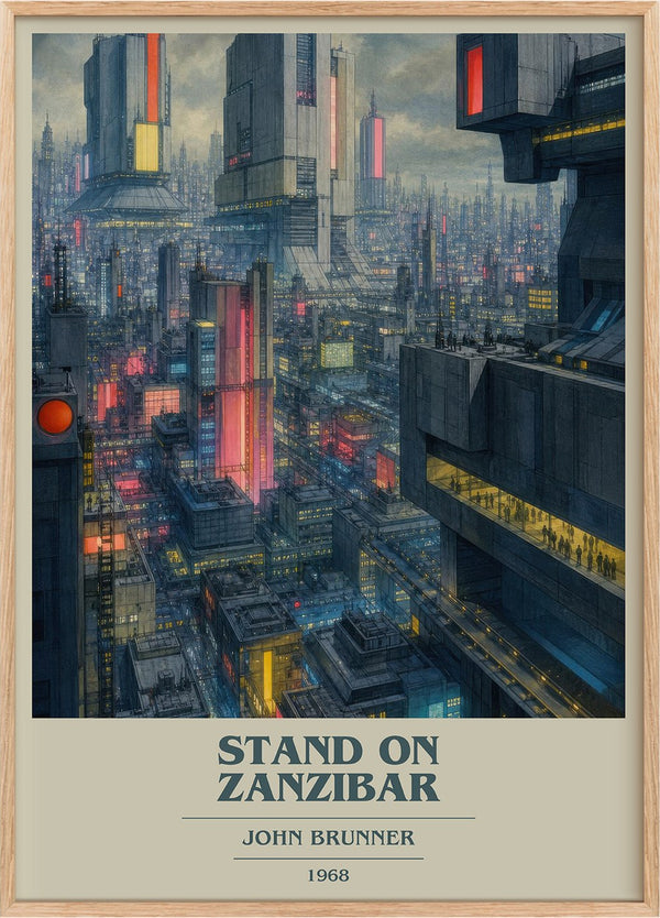 Stand on Zanzibar Book Cover Poster by John Brunner