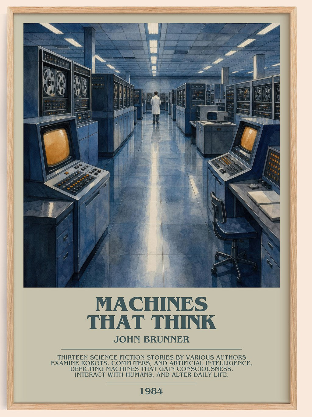 Machines That Think bookish book poster by John Brunner – framed literary art print