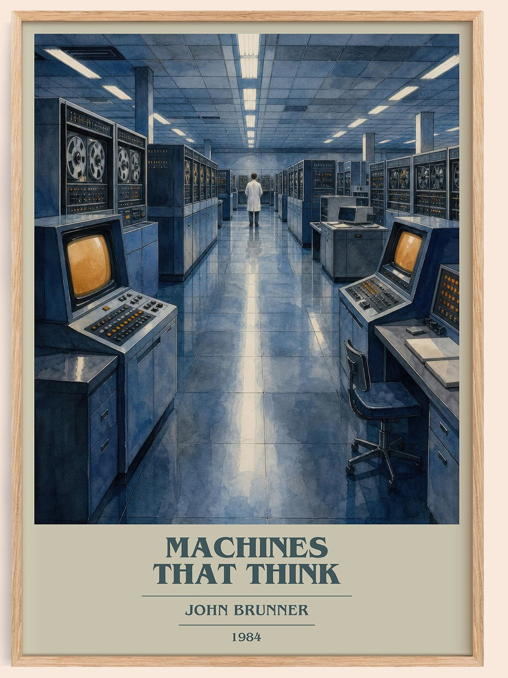 Machines That Think book cover book poster by John Brunner – framed literary art print