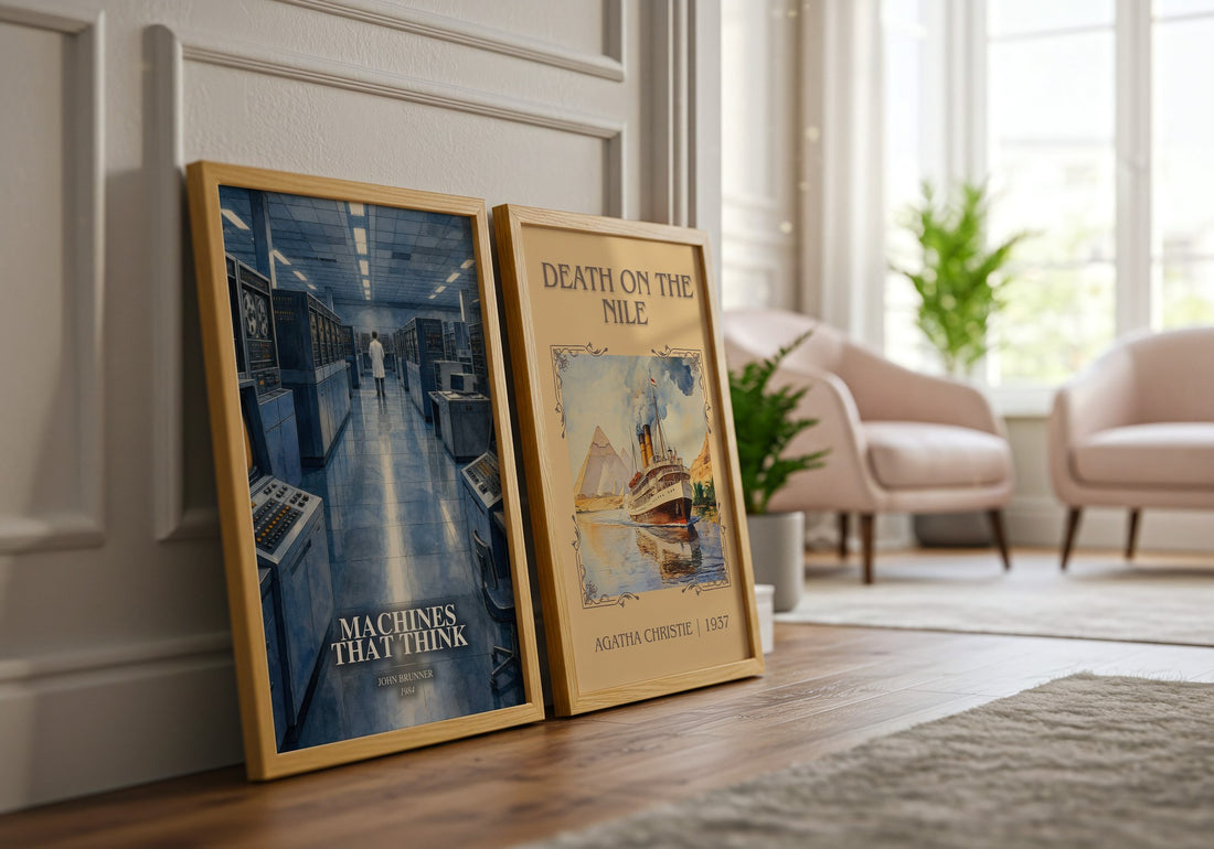 Machines That Think watercolour print framed by window – literary home decor