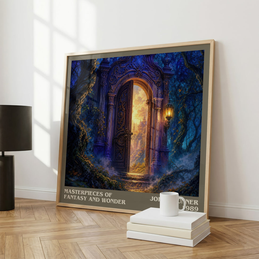 Masterpieces of Fantasy and Wonder literary print framed by window – literary home decor