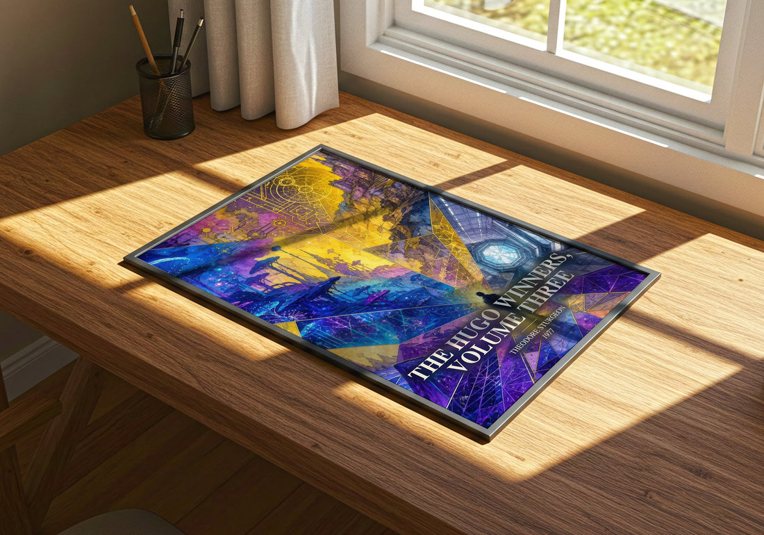 The Hugo Winners, Volume Three watercolour book poster framed on wall – sci fi wall art
