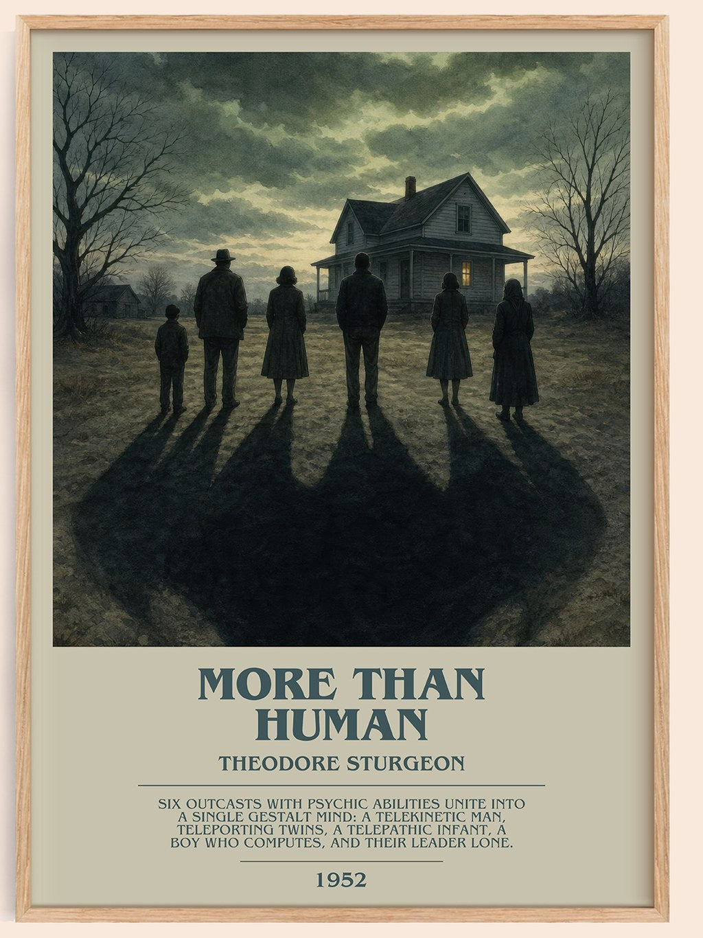 More Than Human bookish book poster by Theodore Sturgeon – framed literary art print