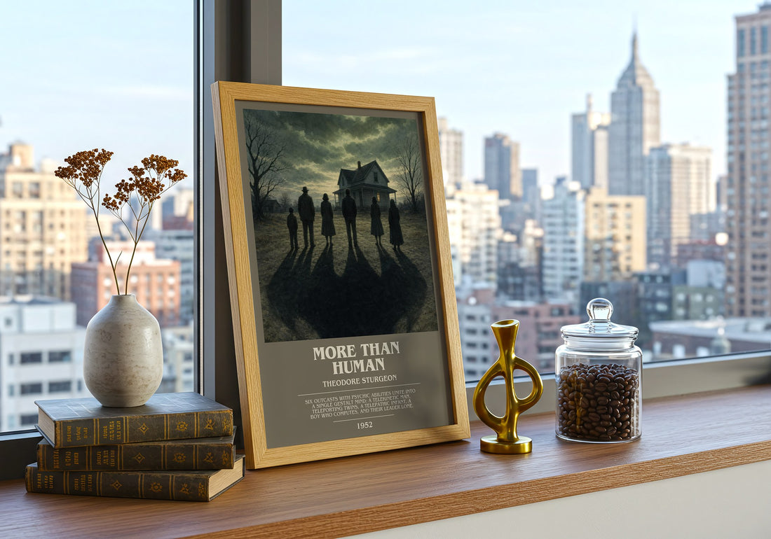 More Than Human bookish print framed by window – literary home decor
