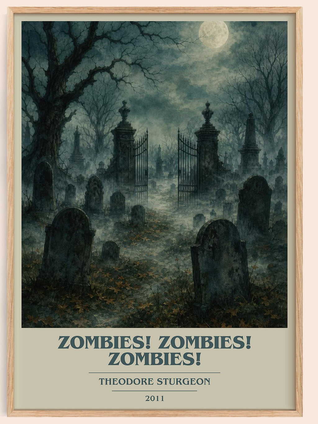 Zombies! Zombies! Zombies! book cover book poster by Theodore Sturgeon – framed literary art print