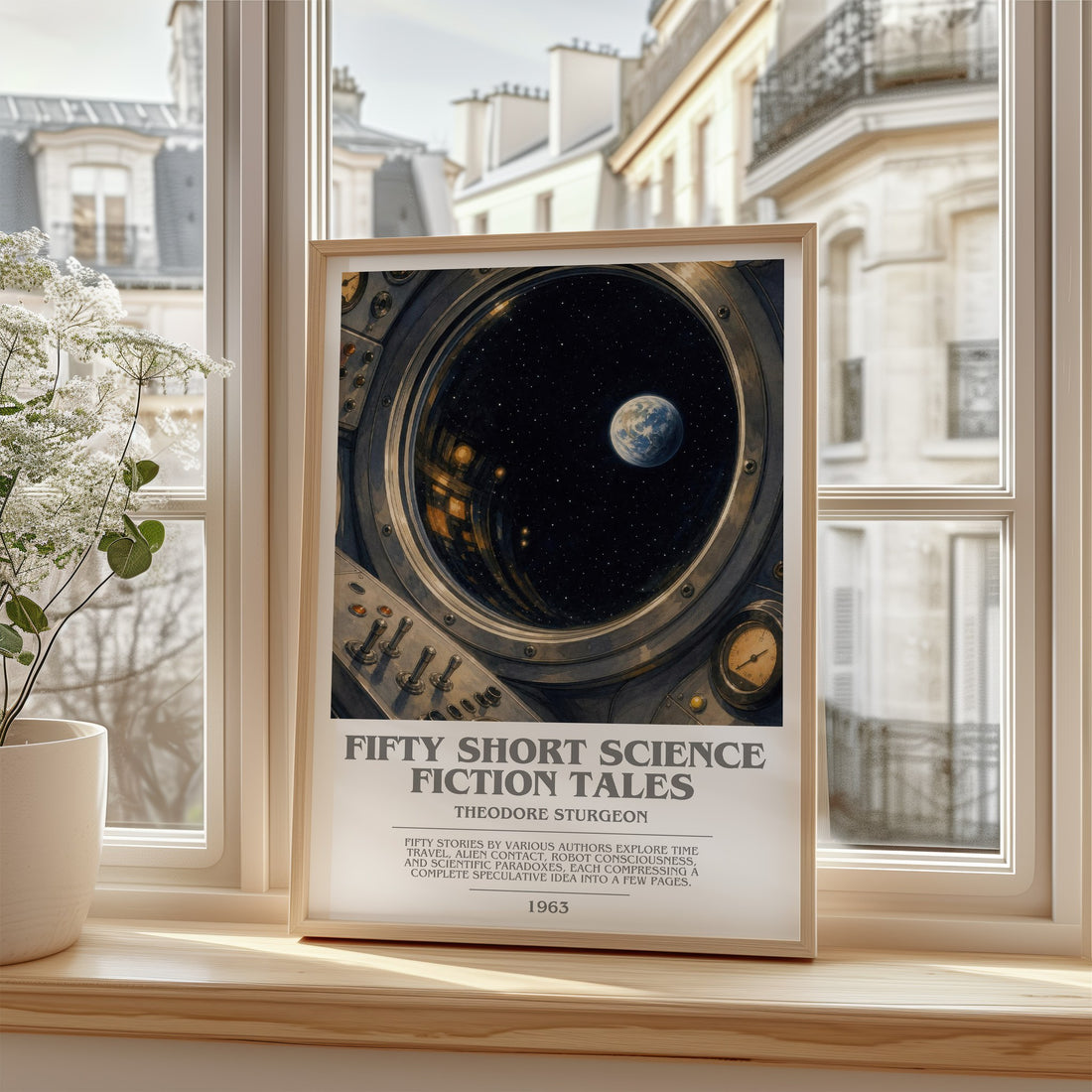 Fifty short science fiction tales bookish poster colour and style options – Theodore Sturgeon book art