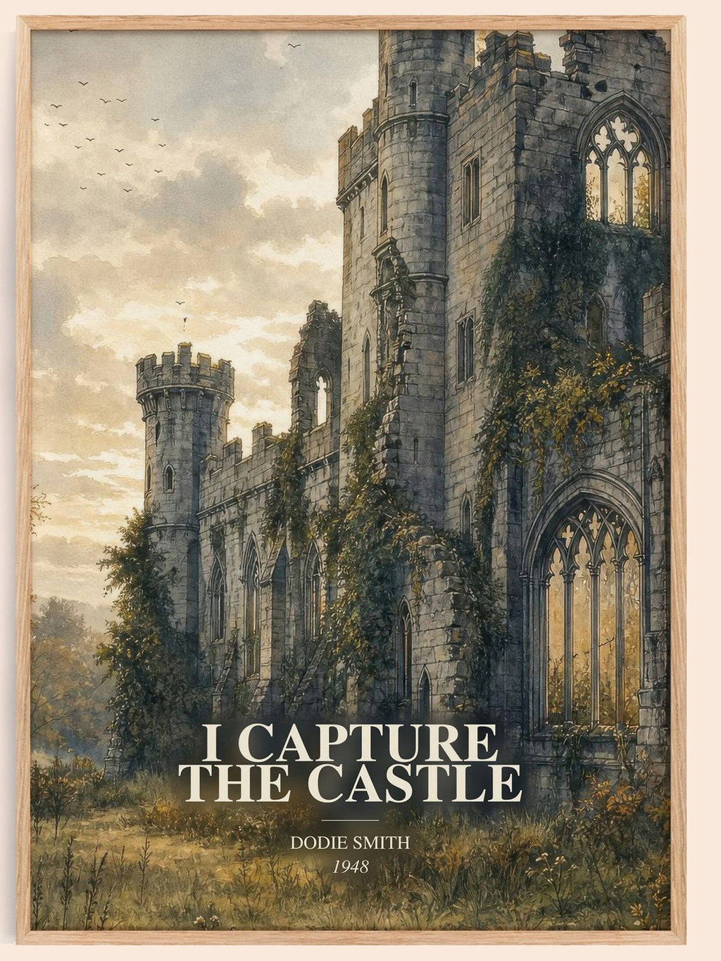 I Capture the Castle watercolour book poster by Dodie Smith – framed literary art print