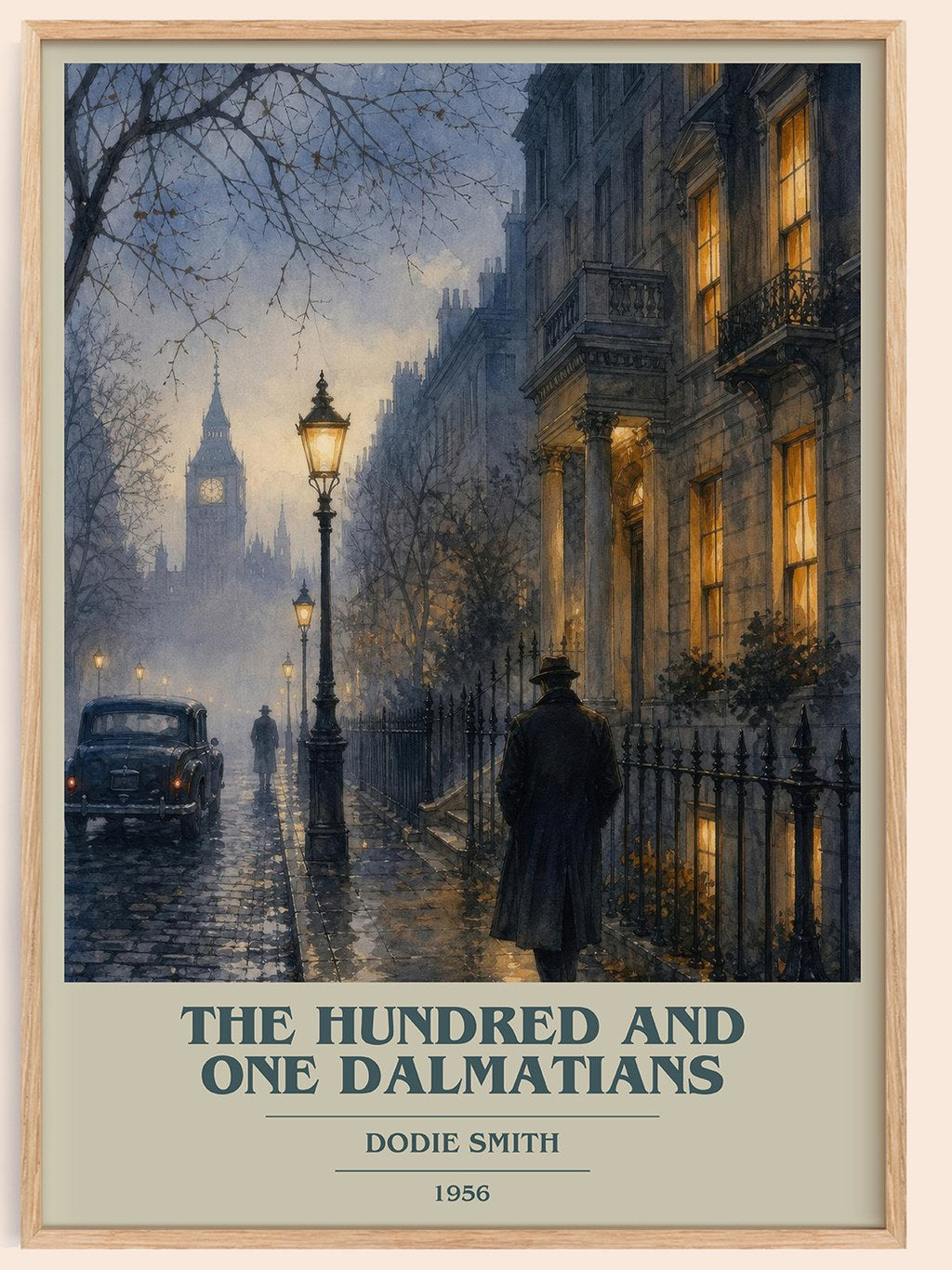 The Hundred and One Dalmatians book cover book poster by Dodie Smith – framed literary art print