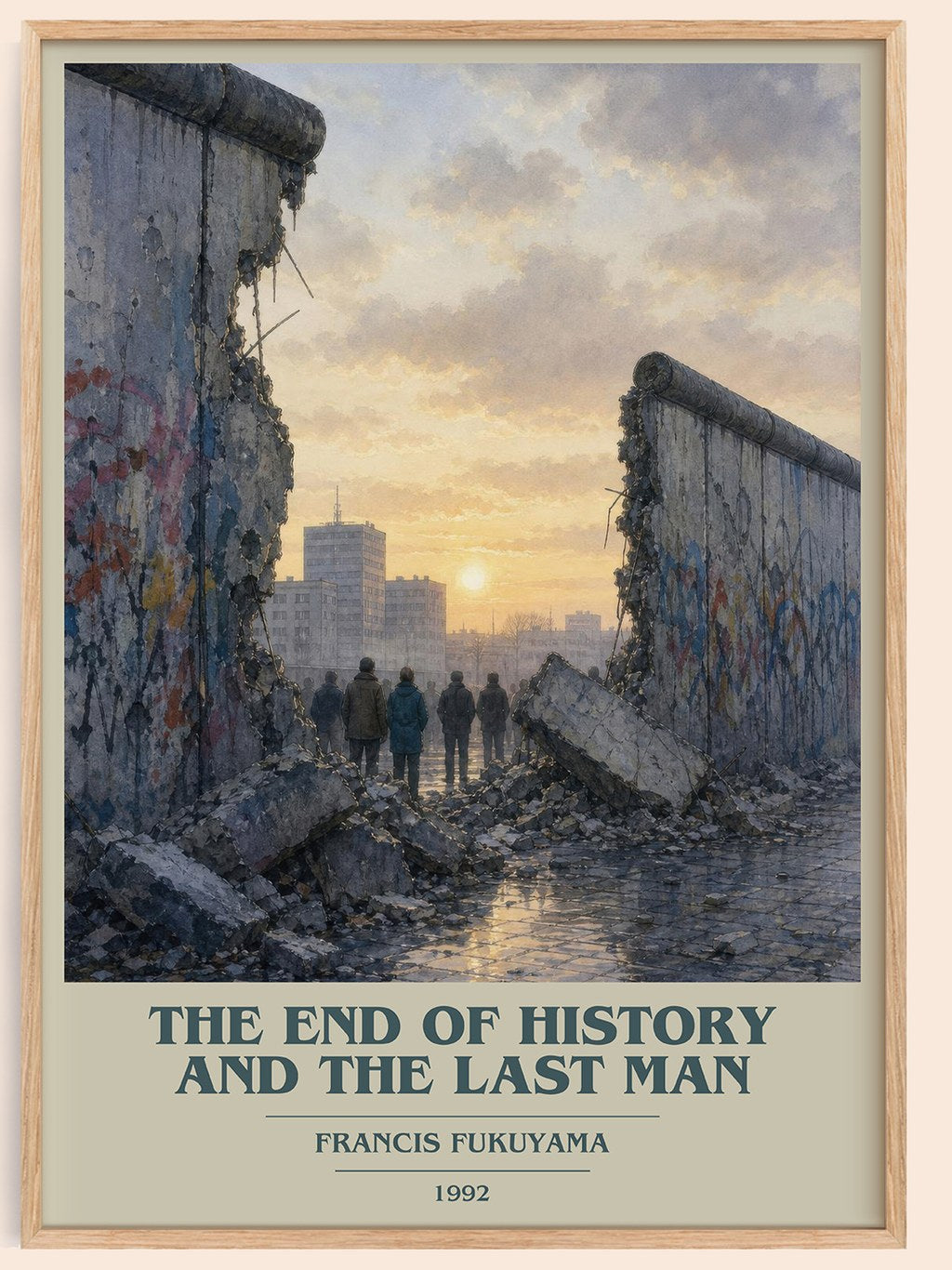 The End of History and the Last Man book cover book poster by Francis Fukuyama – framed literary art print