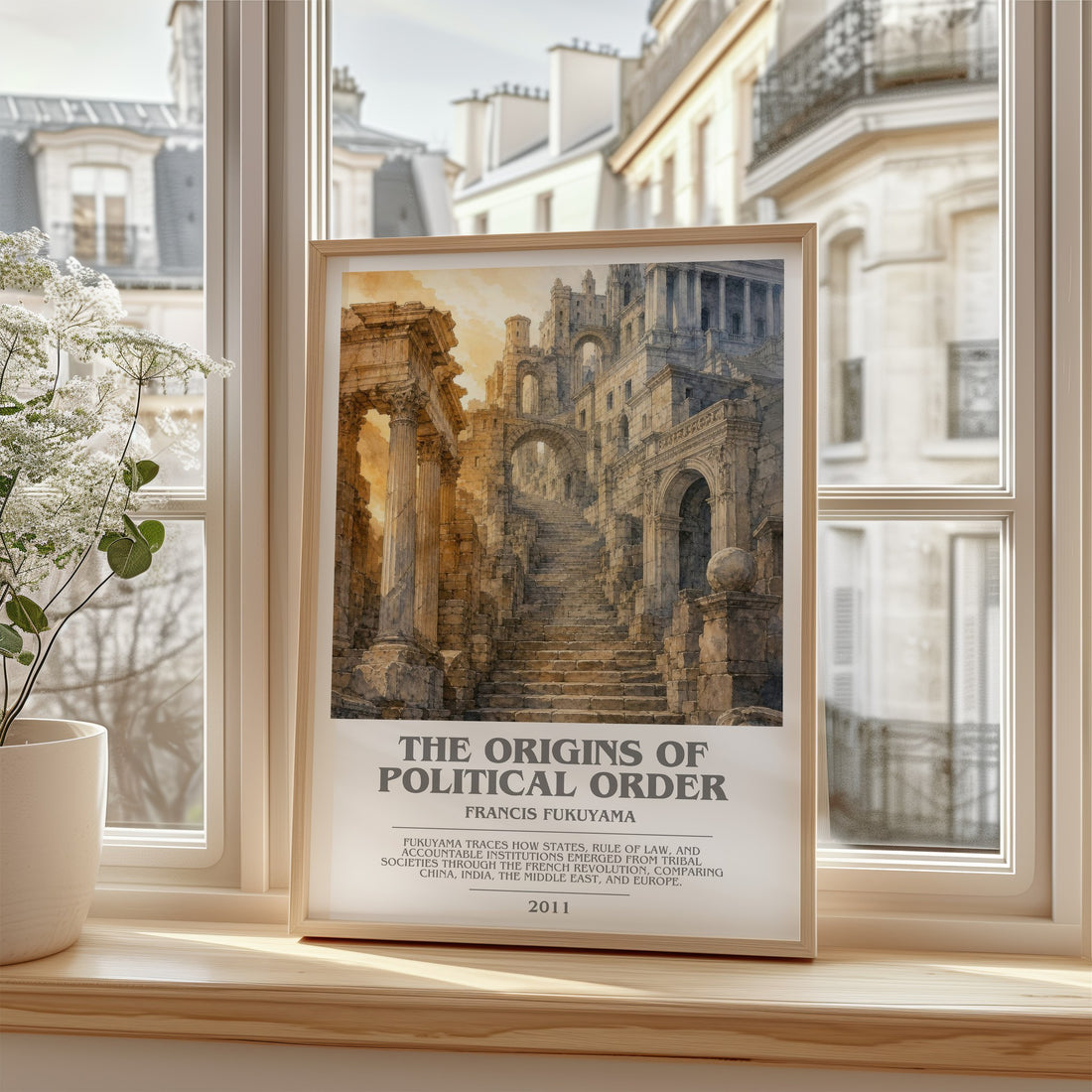 The origins of political order bookish poster colour and style options – Francis Fukuyama book art